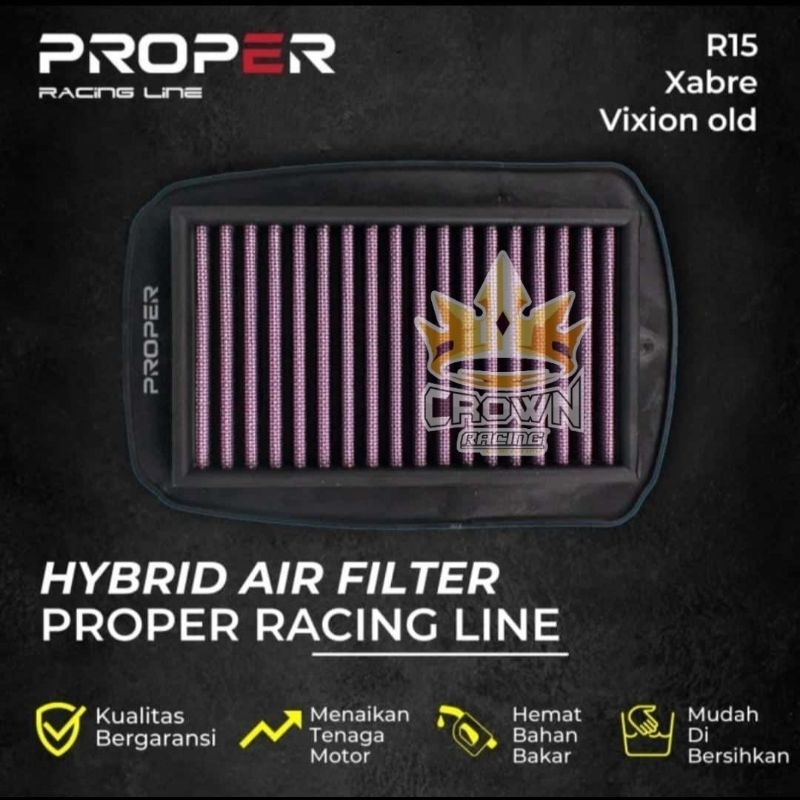 Filter Saringan Udara Hybrid Proper Stainless R15 / Xabre / Vixion Old