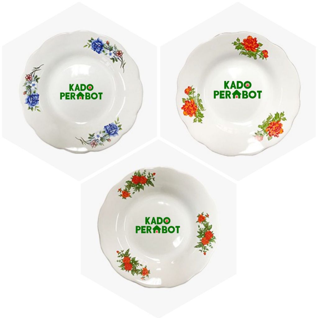 Piring Kue Kembang 6 Inch - Piring Kue Keramik - Piring Keramik Kembang - Piring Lauk Cantik - Pirin