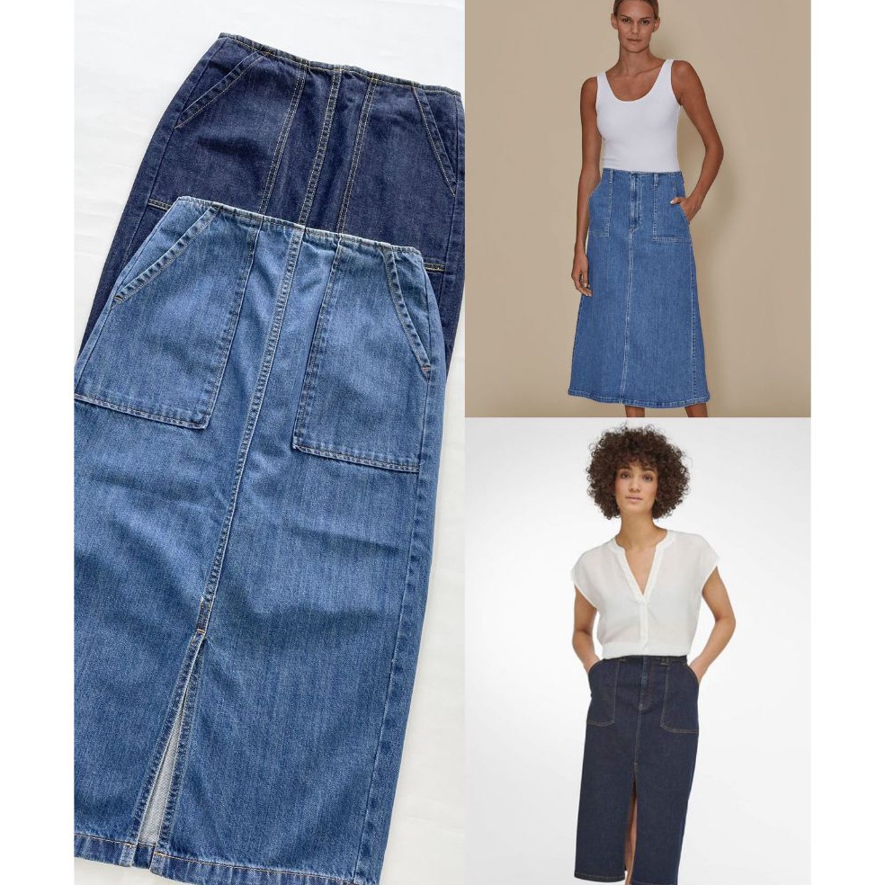 Swip up GU Denim Skirt Slit
