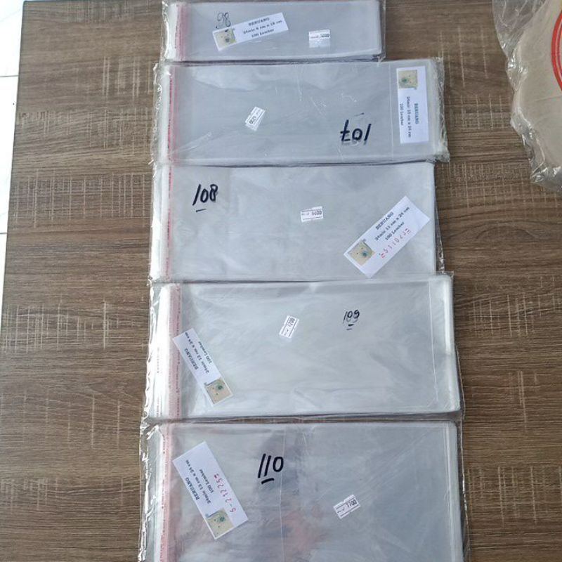 

[ISI 100 LBR] PLASTIK OPP LEM UK. 6x18 10x24 s/d 17x24 20x30 25x30 30x40 35x40