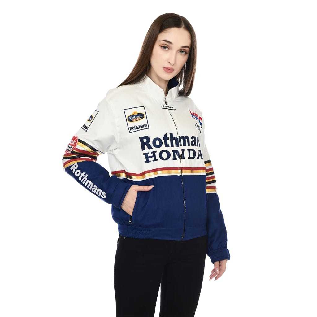 Jaket Honda Rothmans New fullbordir Vintage Old motor Pria Jadul