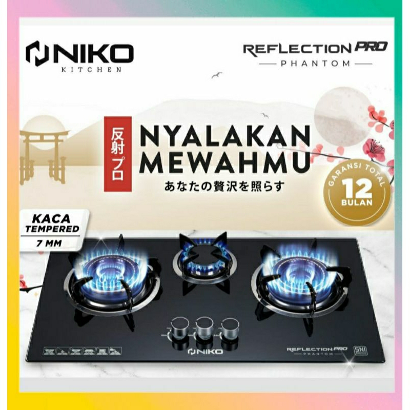 KOMPOR GAS TANAM 3 TUNGKU KACA NIKO REFLECTION PRO PHANTOM/KOMPOR TANAM NIKO 3 TUNGKU/NIKO KOMPOR TA