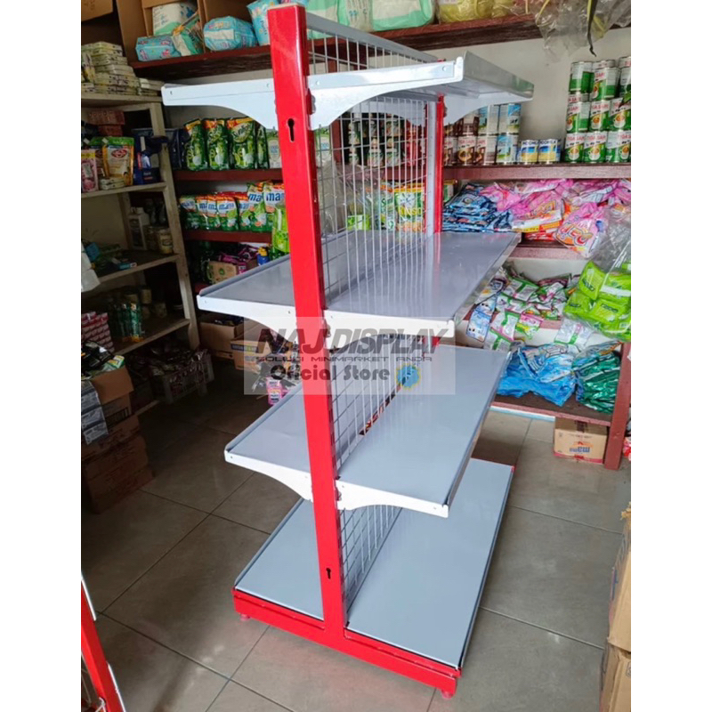 Rak Toko Minimarket Gondola Termurah Double 2 Sisi Tinggi 150 cm