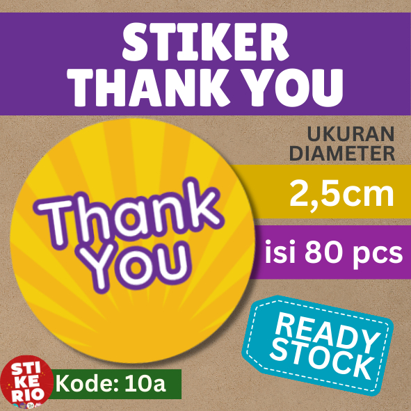 

Stiker Thank You | Stiker Label Terima Kasih | ukuran 2,5cm | 80 pcs | 10a | Murah