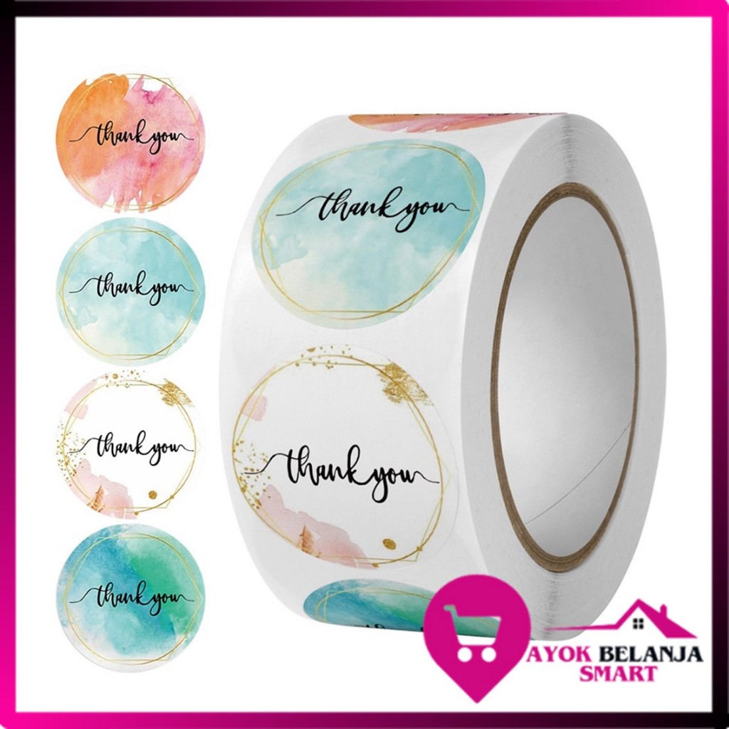 

ABS Sticker Thank You Roll Isi 500 Pcs Stiker Terima Kasih Warna Self Adhesive Seal Label Roll Sticker Thank You 2.5Cm Tempelan Ucapan Terimakasih Bulat 500pcs Segel Order Packing Motif Bunga Love Serbaguna