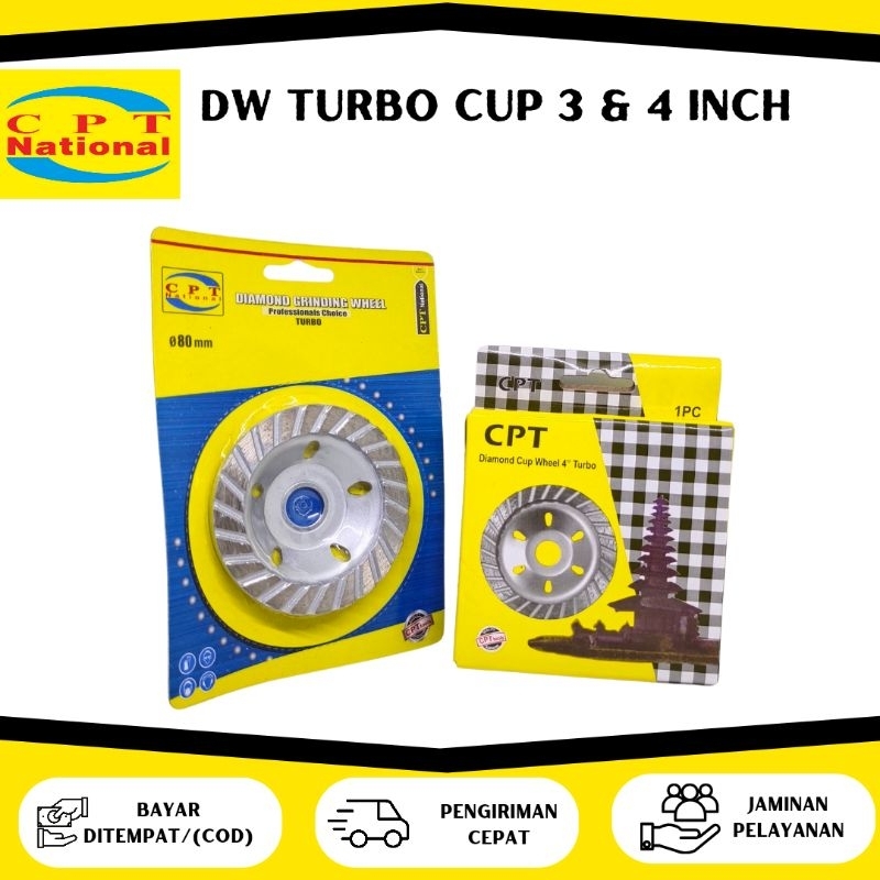 Diamond Wheel DW Turbo Cup Wet CPT National 3" 4" Pisau Potong Keramik Granit Marmer