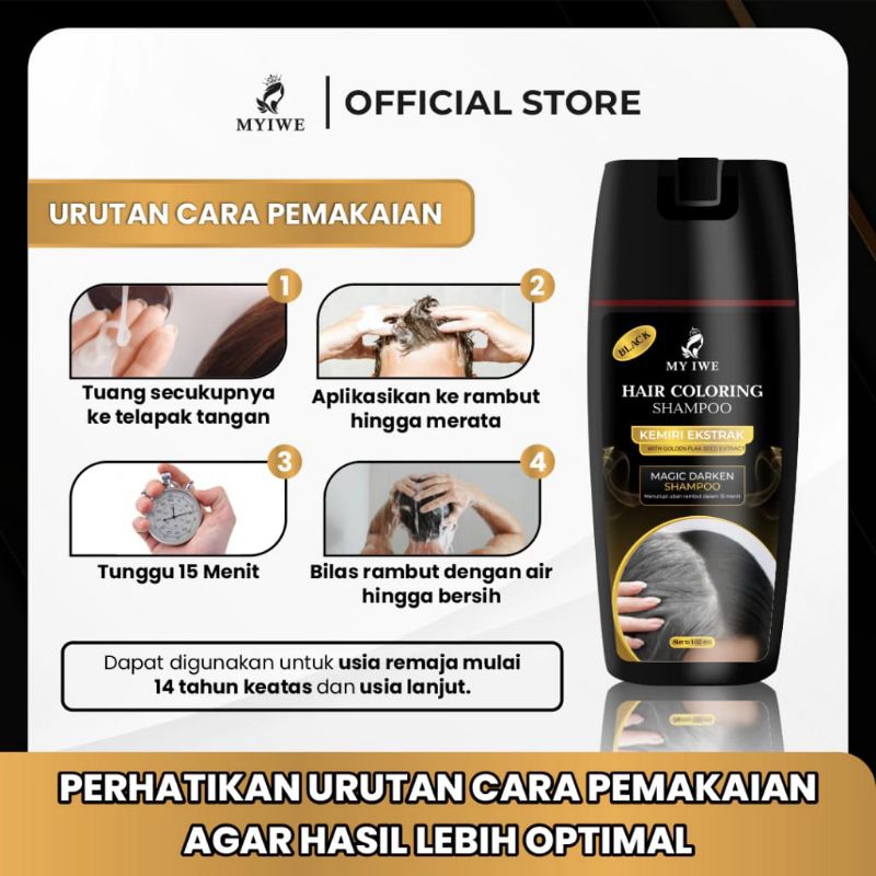 SHAMPOO MY IWE HAIR COLORING PENGHITAM RAMBUT INSTAN - PENGHITAM RAMBUT UBAN
