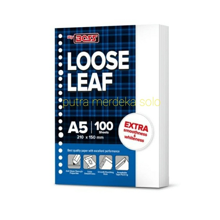 

Loose Leaf Big Boss A5 20 Holes POLOS isi 100 Lembar / KERTAS REFILL, ISI BINDER, BBO LL A5 100