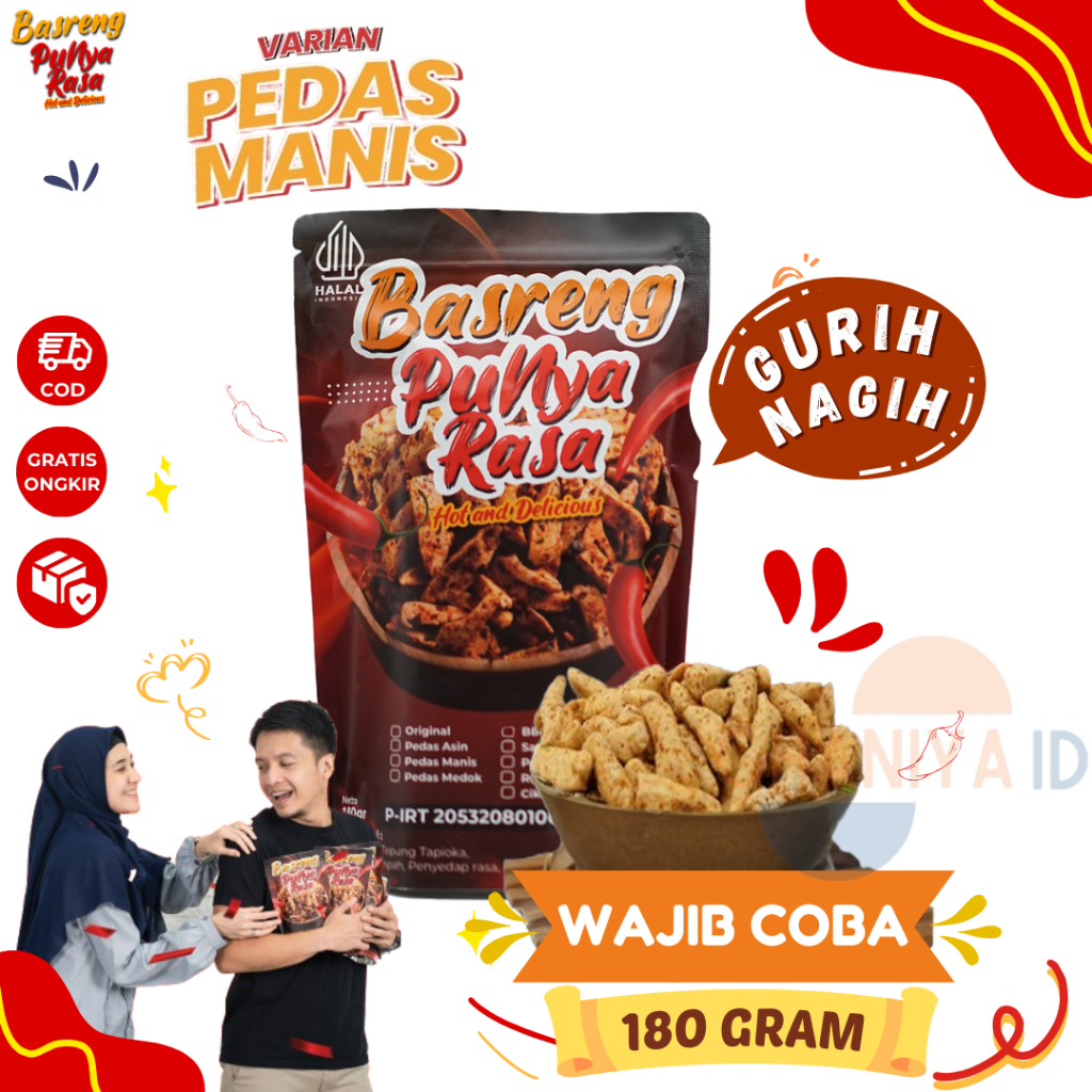 

Keripik Basreng Bumbu Kering Original Halal Netto 180 Gr