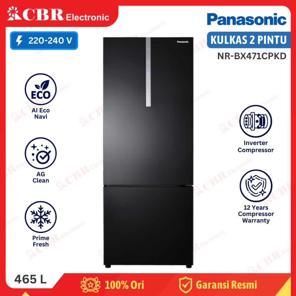 Kulkas PANASONIC 2 Pintu NR-BX471CPKD (Inverter / 465 L) Freezer Bawah