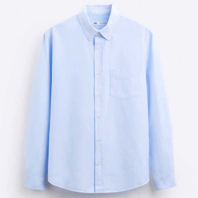 ZARA Men Oxford Shirt Kemeja Pria Lengan Panjang Blue