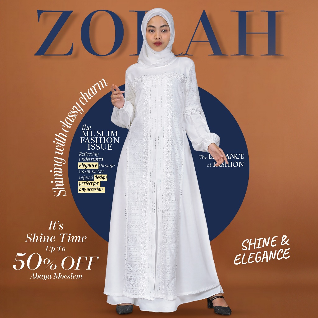 ZORAH • Gamis brokat putih wanita dewasa dan remaja kekinian | Dress brukat putih wanita muslimah | 