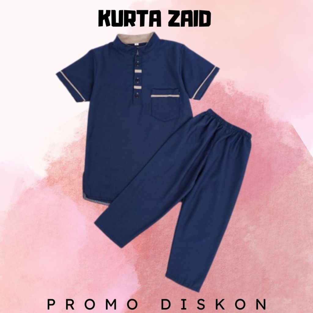 Koko Kurta Zaid - Baju Koko Zaid Muslim / Baju Koko Kurta Anak Zaid / Baju Koko Lengan Pendek Kurta 