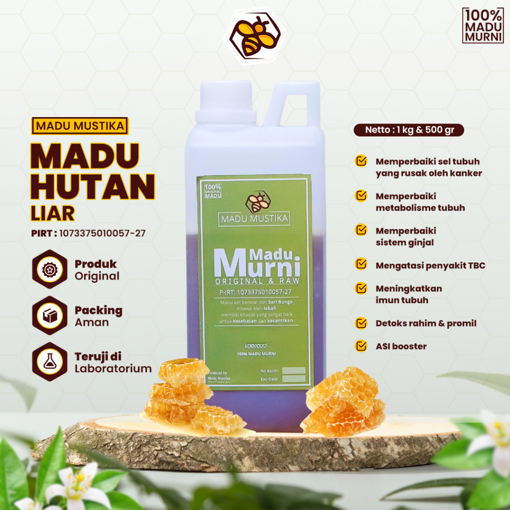 

Madu Asli 100% - Madu Murni Hutan Liar Lebah Apis dorsata 1 kg