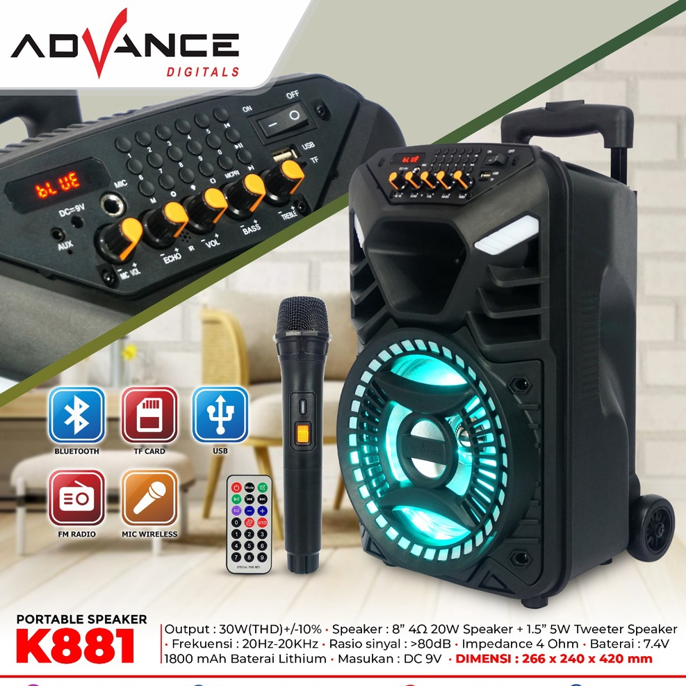 SPEAKER AKTIF ADVANCE K881 30W 50HZ + MIC