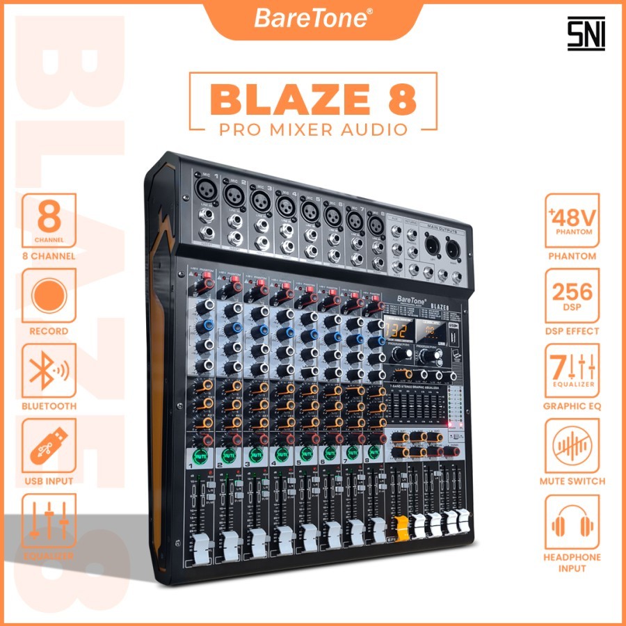 PROMO Mixer Audio BareTone BLAZE 8 - Professional MIxer 8 channel