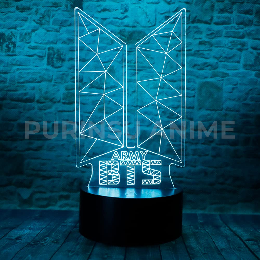 Army BTS KPOP LAMPU LED PURINSU ANIME LIGHT MOOD HIAS KAMAR FIGURE RGB TIDUR AKRILIK ACRYLIC 3D LAMP