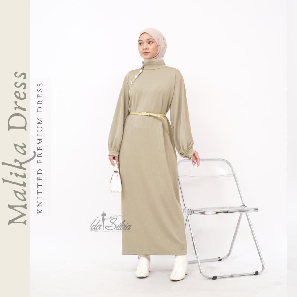 IDASILVIA - MALIKA DRESS / Knitt Premium Dress / Gamis Span Knitted / Dress Rajut Berbahan knit / Ab