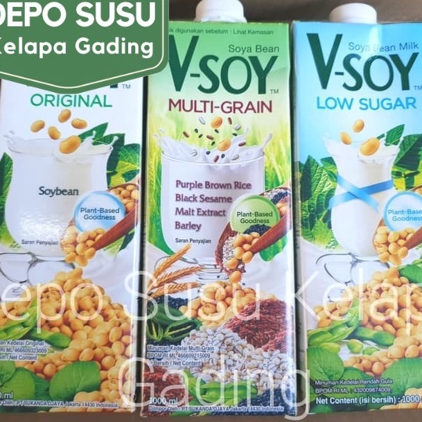 

TERBARU VSoy Multigrain Original Low Sugar 1 Liter Soya Vsoy MultiGrain Golden Grain Susu Kedelai