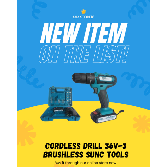 Bor Cordless Drill 36V-3 Brushless Sunc Tools