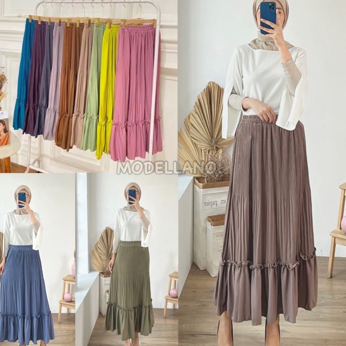 ORIGINAL ROK SUSUN CLARA ROK LIDI PLISKET PREMIUM TINGKAT ROK POLOS CANTIK KERJA VIRAL GROSIR PGMTA 