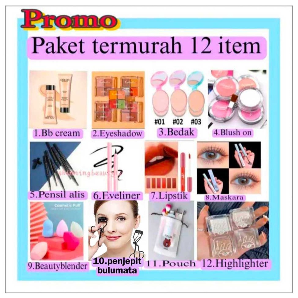 Terbaru 88 Termurah Paket Makeup Kosmetik 12 item set terlengkap paket usaha
