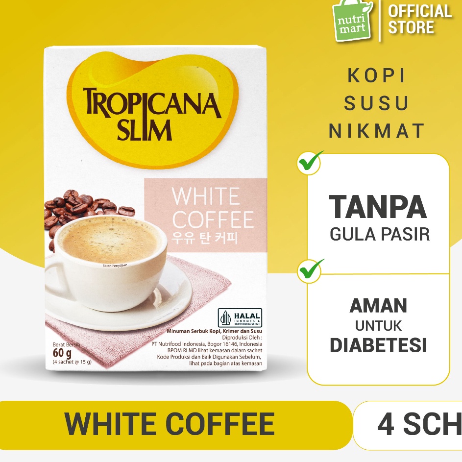 

DiSkon Tropicana Slim White Coffee 4 Sachet Kopi Susu Nikmat Tanpa Gula Pasir