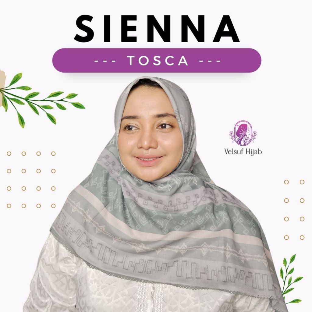 Sienna Green Sage Printing Hijab Jilbab Premium Jilbab Estetik