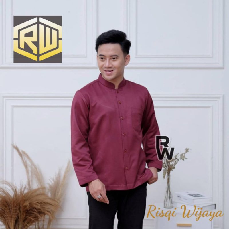 Baju Muslim Pria Haibah Habaib Lengan Panjang Polos Warna Sage