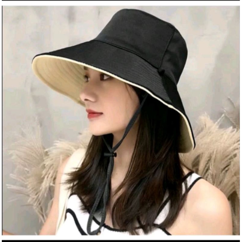 TOPI BUCKET WANITA KOREA/BUCKET WIDE PANTAI TERKEREN 2024