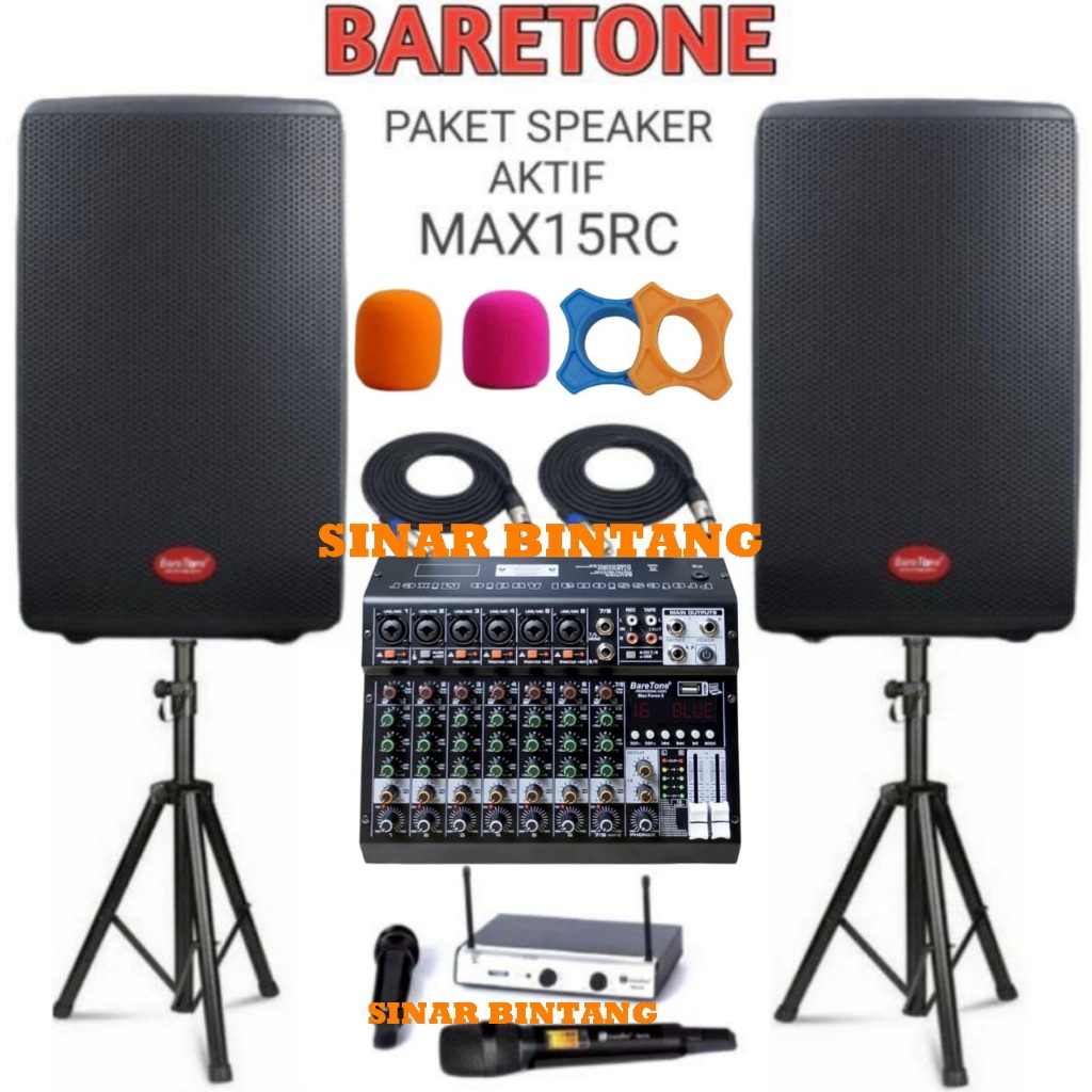 Paket Sound System Baretone Max15rc Max 15rc Original free bonus