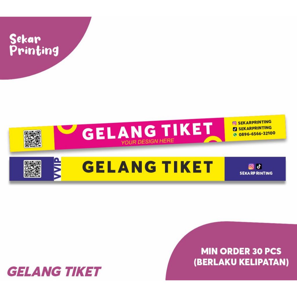 GELANG TIKET / TIKET GELANG / GELANG EVENT / GELANG KONSER  30 PCS