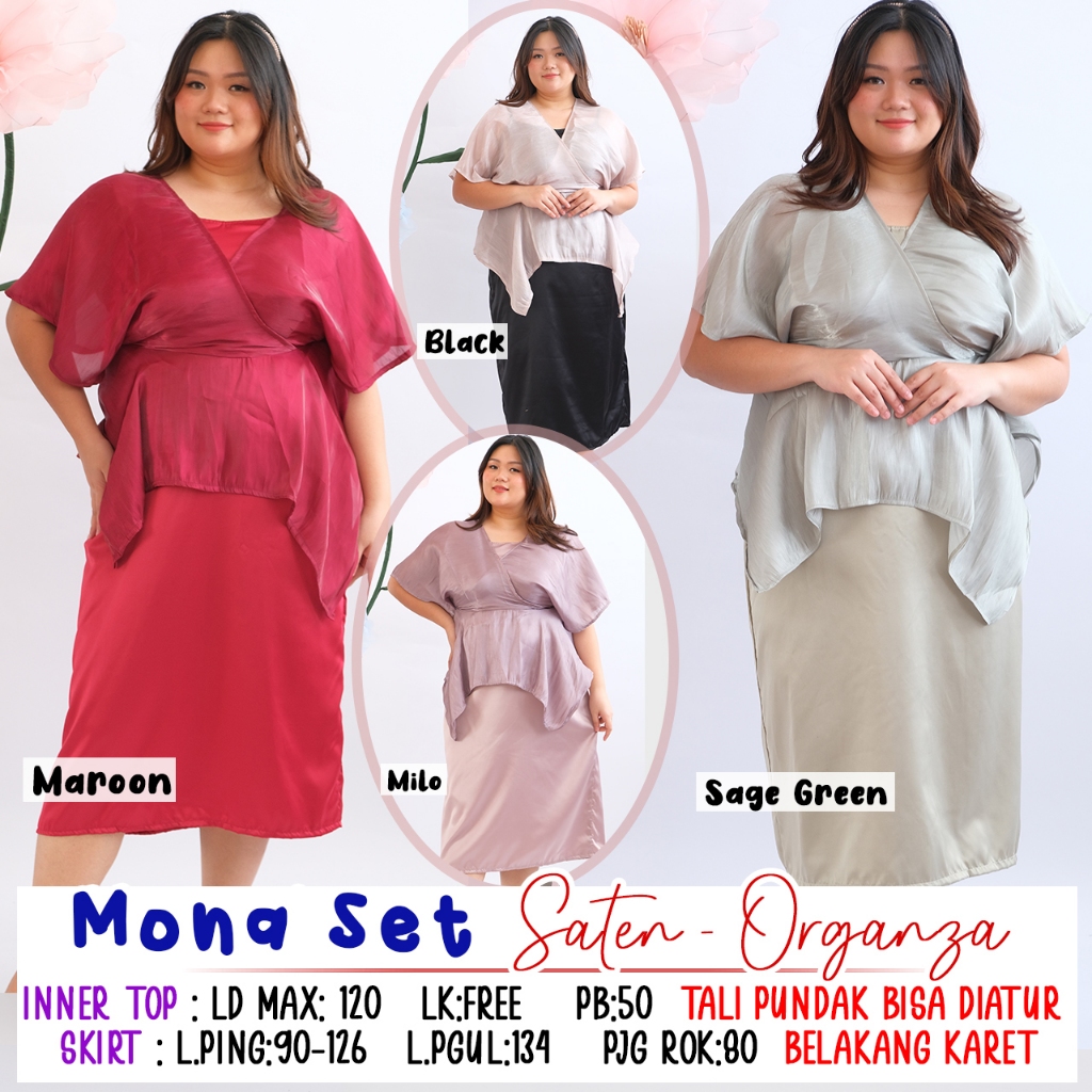 MONA SET SETELAN ROK WANITA BIGSIZE JUMBO BIGSIZE MURAH