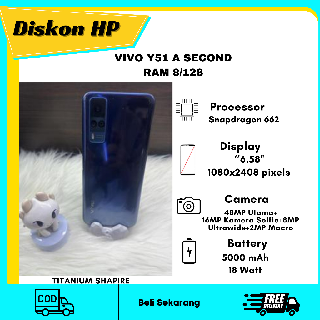 VIVO Y51A RAM 8/128 ORIGINAL VIVO -TITANIUM SHAPIRE