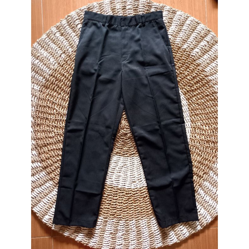 Celana panjang hitam pria seragam sekolah SMP SMA/Kerja Celana bahan Japan drill