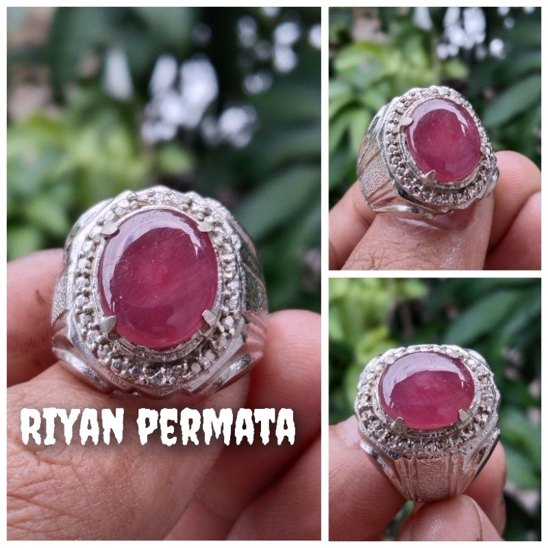 cincin batu atu permata ruby merah garansi batu asli