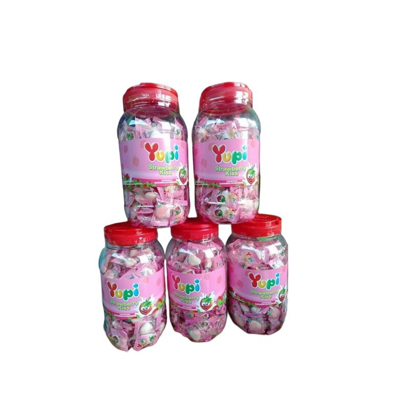 

Yupi pink strawberry kiss / permen yupi kemasan toples @300 gr