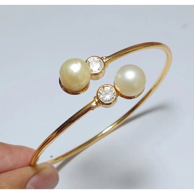 Gelang mutiara air laut asli lombok Bersertifikat Aksesoris Perhiasan Gelang bangle kupu kupu Rhodiu