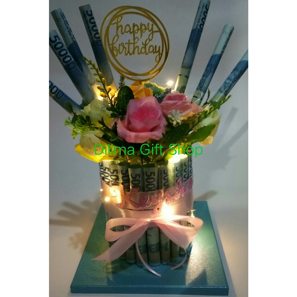 Gft Flower Money Cake Led / Money Cake / Flower Gift Money Cake / Cake HBD Money Cake / Cake Uang