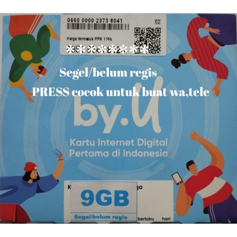 Kartu Kuota By.U 9GB segel/belum regis, cocok untuk buat wa,tele