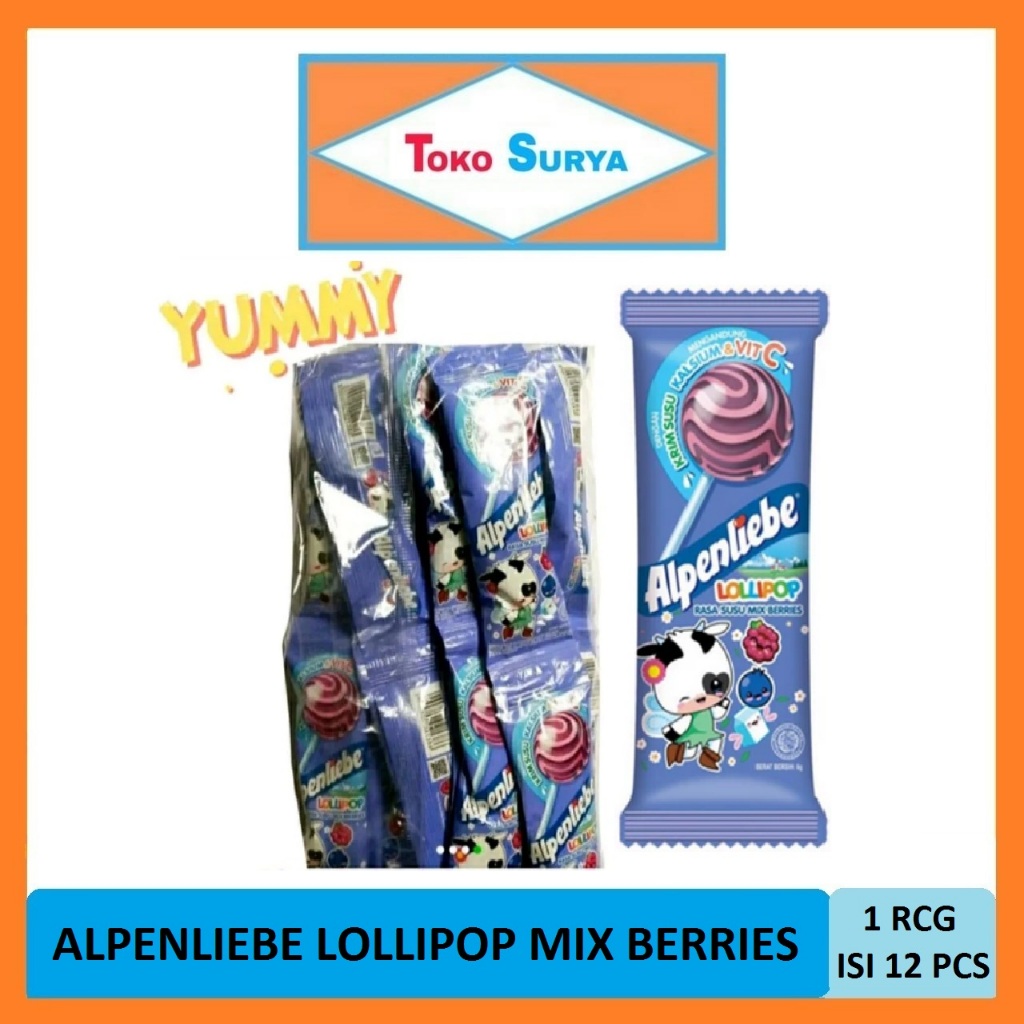 

Alpenliebe Lollipop Mix Berries Permen Lolipop Rasa Susu & Aneka Buah Berry 12 Pcs x 10.5 Gr