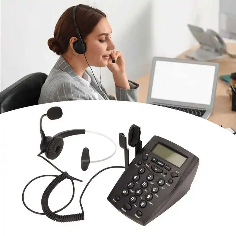 Voicejoy Telephone Desk HT800 with Headphone Call Center VH500
