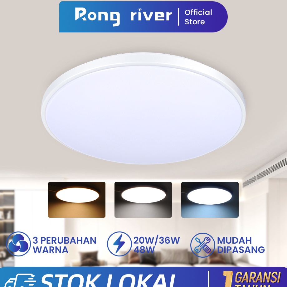 RONG RIVER 3Warna 48W 36W 2W Lampu Plafon Minimalis  Lampu LED Kamar  Lampu Downlight  Lampu Plafon 