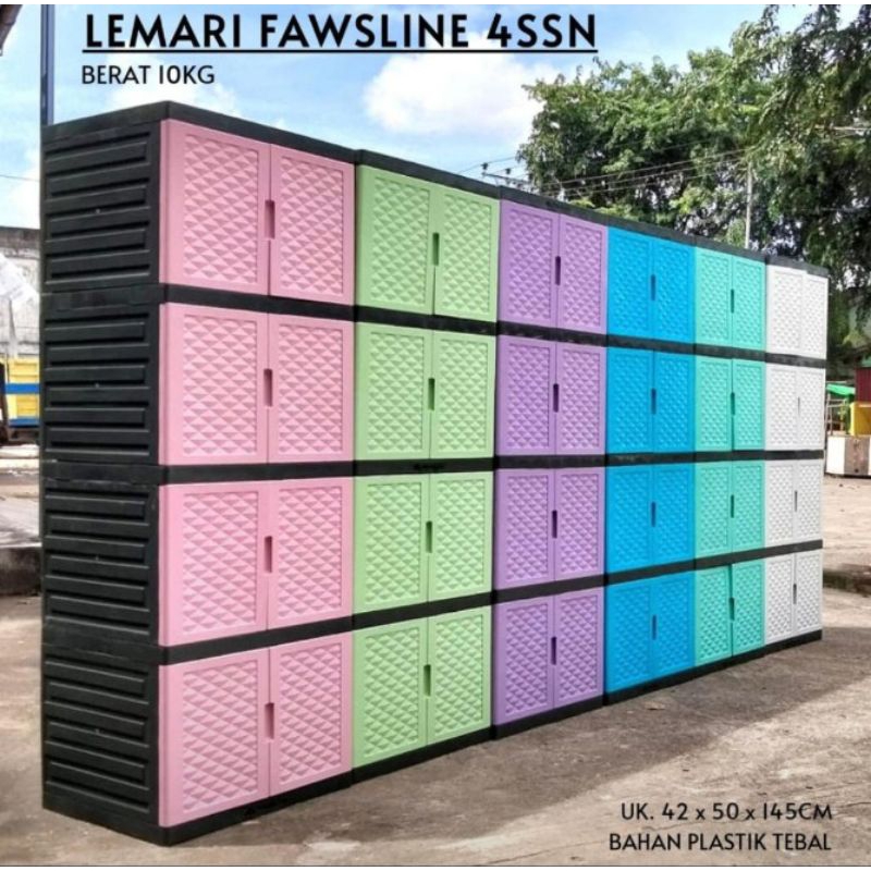 Lemari Plastik fawsline 4 susun 2 pintu