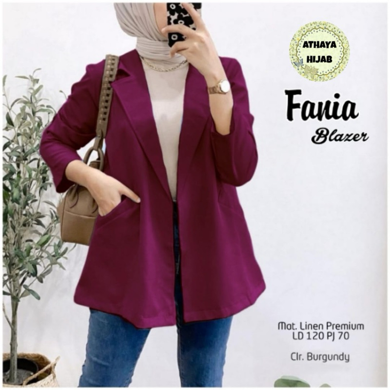 FANIA BLAZER - Jas Outer Polos Wanita Bahan Linen - Jas Kantor - Outer Kuliah Remaja