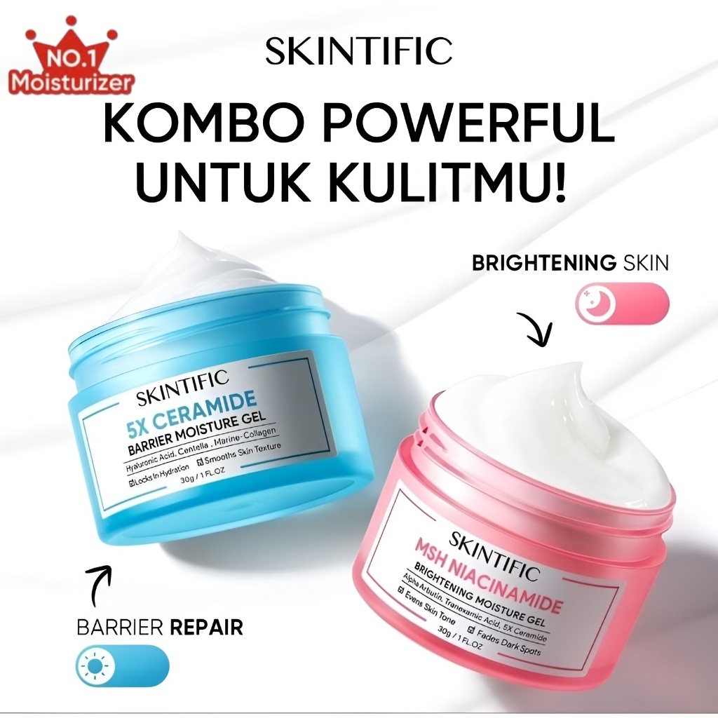 Skintific Moisturizer 5X Ceramide Barrier Repair Moisturize Gel 30gr 6gr Biru Pink Niacinamide