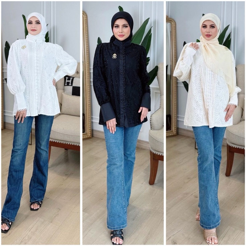 atasan tunik brukat busui SS ori SHELLASAUKIA