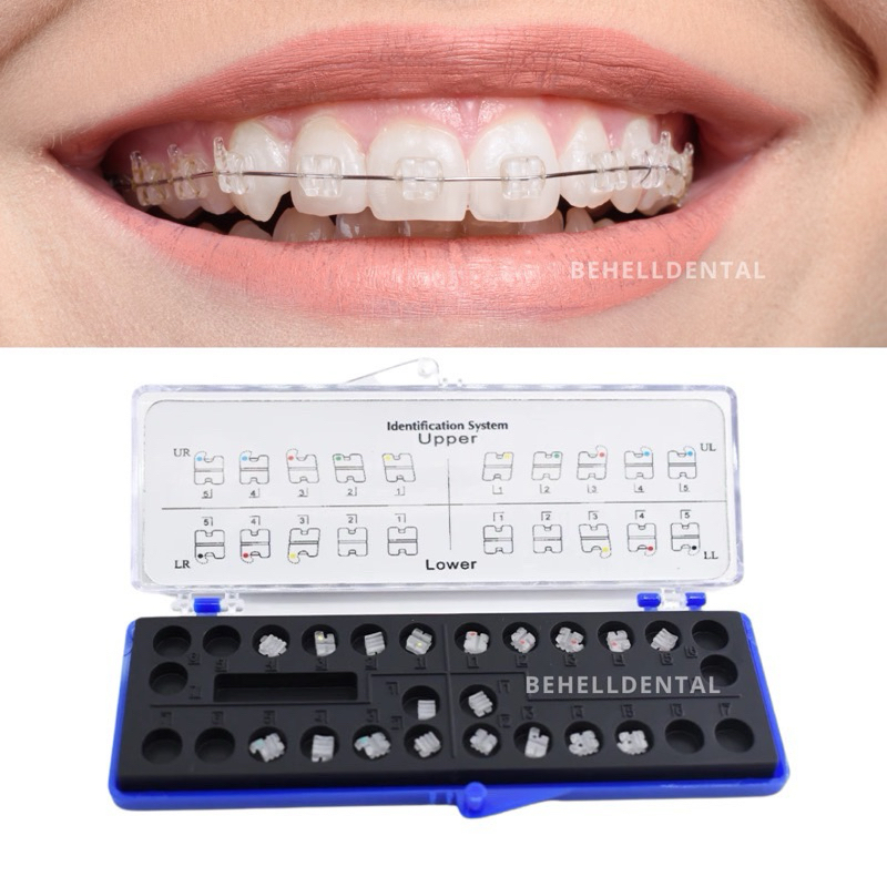 BRACKET BEHEL CERAMIC CLEAR TRANSPARAN ORTHODONTIC ORTHOMERICA - BRACES Permanen American Roth Hook 