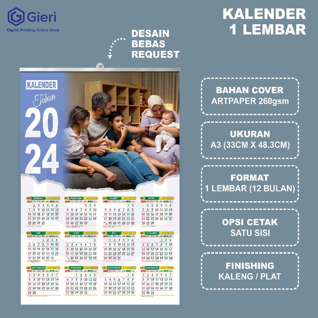 

Gieri - KALENDER CUSTOME / KALENDER DINDING 1 LEMBAR MURAH