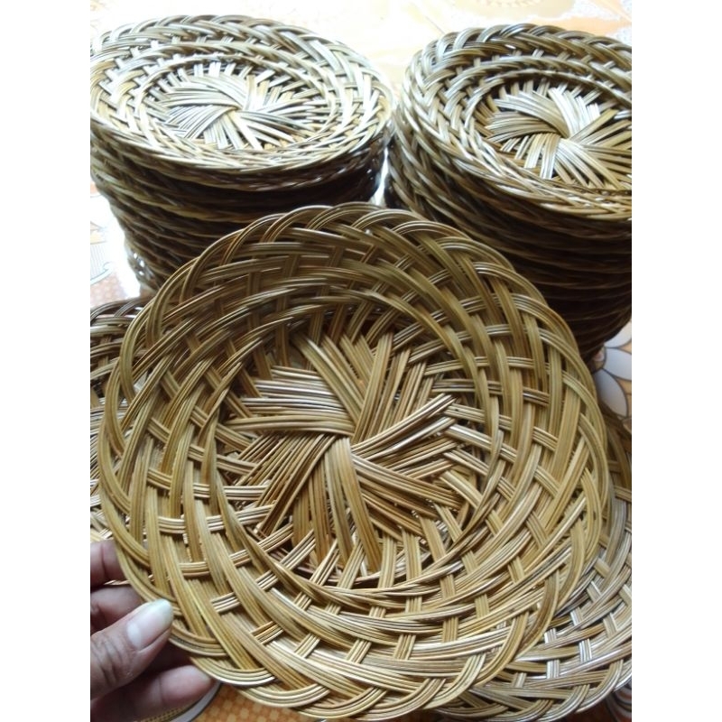 ANYAMI Piring Lidi/Rotan terbuat dari bahan Lidi Kelapa Diameter panjang 25 cm tinggi 12 cm